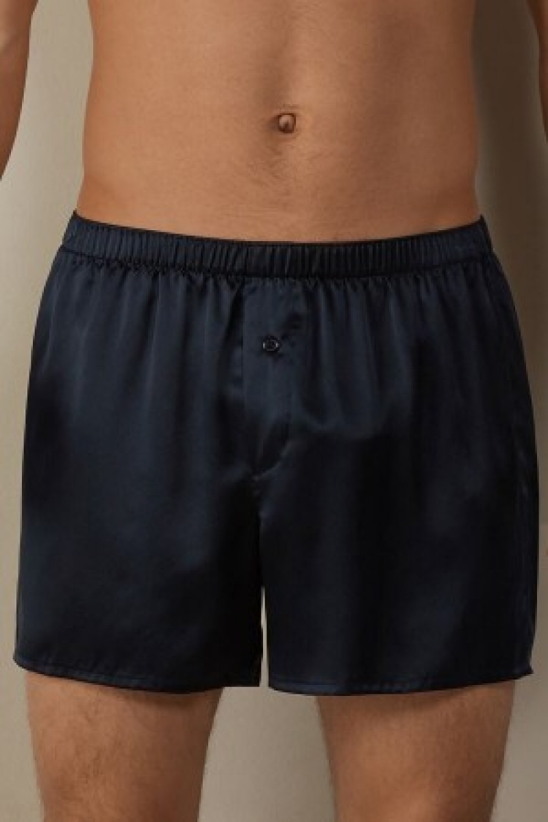 Blue Intimissimi Silk Boxers | CANEJ88118